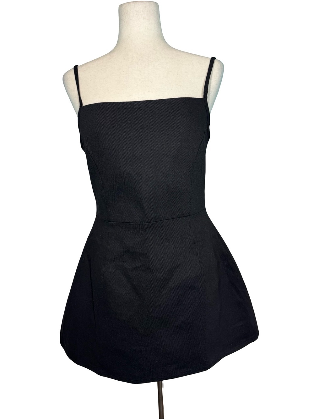Charcoal Sleek Structured Little Black Spaghetti-Strap Mini Dress SZ 10